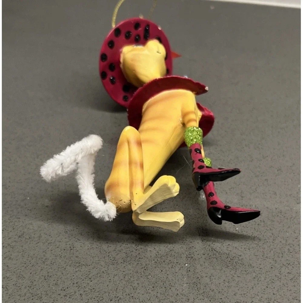 Cat Ornament Shoes Figure Sassy Crazy Cat Lady Hat Christmas Rare HTF Cute